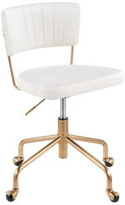 Tania Cream Velvet Fabric Adjustable Swivel Task Chair - Picture 1 of 1