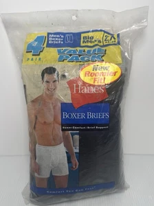 Vintage Hanes Boxer Briefs Underwear Big Mens 2X (44-46) 4 Pair Pack 2001 NEW - Picture 1 of 6