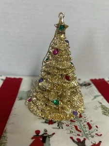 Avon 1996 Holiday Sparkle Gold Metal Ornament Christmas Tree Holiday Jeweled 4" - Picture 1 of 5