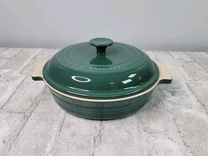 Le Creuset Grün Steinzeug Au Gratin Kasserolle Backform 8,5" mit Deckel - Bild 1 von 8