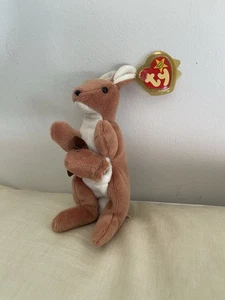 TY Beanie Baby Tasche Känguru 1996 | selten neuwertig Vintage Plüsch mit Etikett Schutz - Bild 1 von 5