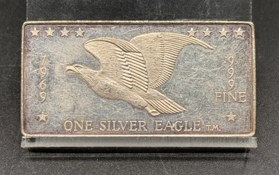 1969 One Silver Eagle 1 oz Silver Bar .999 - Image 1 of 2