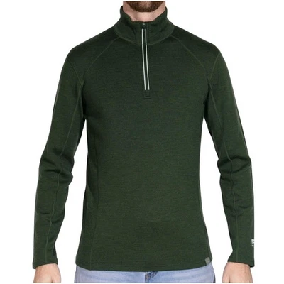 Mens Base Layer 100% Merino Wool Heavyweight 400g Half Zip Sweater for Men Ar... - Image 1 of 4