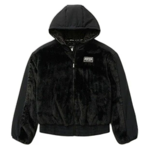 JUSTICE Mixed Media Soft Faux Fur Insulated Black Coat GIRLS SIZE 10 NEW - Picture 1 of 8