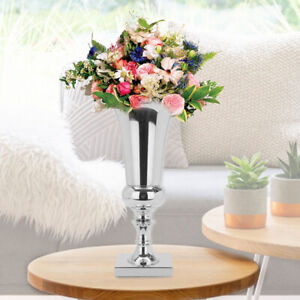 Large 45cm Stunning Silver Iron Luxury Flower Vase Urn Wedding Table Decor Gift