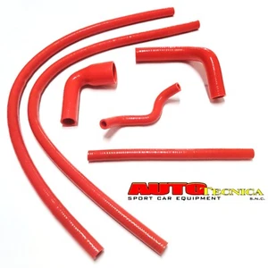 KIT 6 MANICOTTI TUBI ACQUA IN SILICONE ROSSO PER LANCIA FULVIA COOLANT RADIATORE - Picture 1 of 3