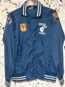 Vintage North Pole Alaska Bomber Jacket Snap Buttons Men's Size M Retro Blue - Picture 1 of 11