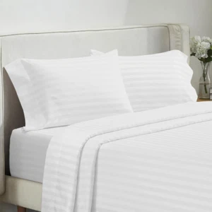 Bed Sheets 4pcs Set Fitted Sheet Flat Sheet Bedding Set Case for Queen/King Size - Picture 1 of 34