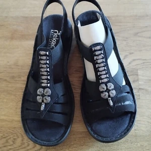 Rieker Damen Schuhe Sandaletten Pantoletten Gr. 37 schwarz NEU - Bild 1 von 3