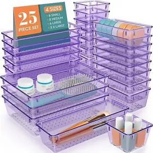 25pcs Plastic Drawer Organizer Set,Desk Divider Organizers and Storage Bins - Picture 1 of 6