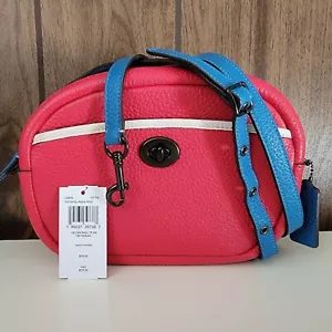 Coach Colorblock Leder Kamera Umhängetasche Rot Blau 6833 - Bild 1 von 10