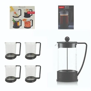 Bodum Brazil 1 Litre French Press Coffee Maker 8-Cup + 4 cup set 200ml BOTHBNIB - Picture 1 of 2