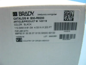 BRADY B30-R6200 BLACK PRINTER RIBBON 143119 4.33" X 200' Y4005376 - Photo 1/2