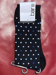 $10 Bar III Dress Socks | 1 Pair | Black Blue Polka Dots | Shoe 7-12 Sock 10-13 - Picture 1 of 8