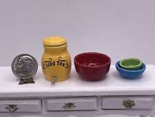 Vintage Artisan Fiestaware Ice Tea Jug & Nesting Bowls Dollhouse Miniature 1:12