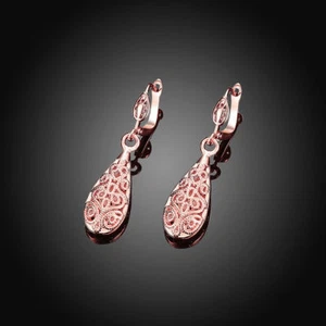 Antique Style Stunning 18K Rose GOLD Filled Drop Earrings VINTAGE EURO STYLE - Picture 1 of 5