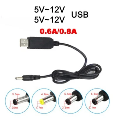 5V~12V USB to Barrel Jack Plug Male DC Power Cable Charger AC Adapter 0.6A/0.8A - Image 1 of 4
