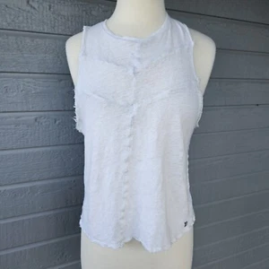 Sweaty Betty Women's Medium Off White Sleeveless Stretchy Distressed Tank Top - Picture 1 of 8