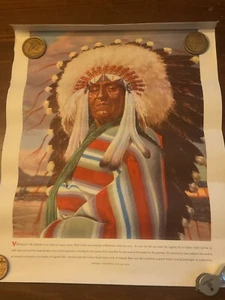 Iroquois Indian Chief Beer Sign Art By Nick Schwab 1940’s  Original Print - Picture 1 of 1