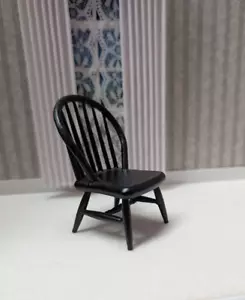 Dollhouse Miniature Wooden Black Windsor Side Chair 1:12 Scale - Picture 1 of 4