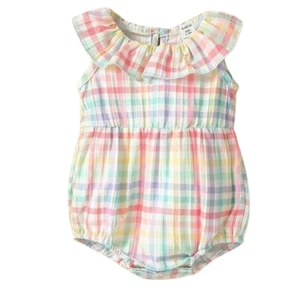 NWT Baby Girl PINK MULTICOLOR PLAID BUBBLE ROMPER 0-3, 3-6, 6-9, 9-12 Months - Picture 1 of 5