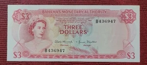 1968 BAHAMAS $3 QE ll @ EF+【P-28a】 - Picture 1 of 5