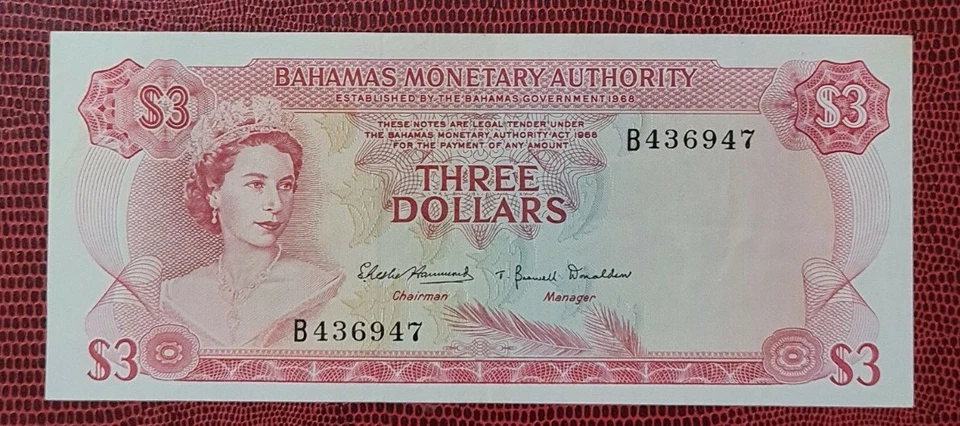 1968 BAHAMAS $3 QE ll @ EF+【P-28a】 - Image 1 of 4