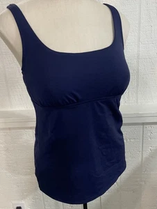 LANDS' END SIZE M WOMENS NAVY UNPADDED UNDERWIRE TANKINI Top Adjustable Straps 8 - Picture 1 of 8