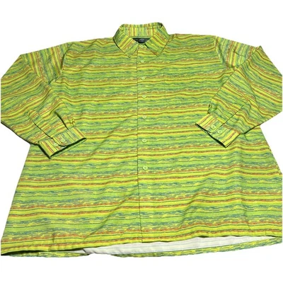 Camisa Polo Sur Para Hombre Grande Abotonada Funky Rayas Colorida De Colección Foto 1 de 4