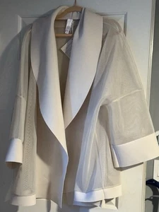 WynneLayers Mesh-Detail Unstructured Taupe And Cream Free Flowing Jacket NWT 3X - Picture 1 of 10