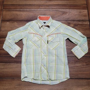 Bochi Boys LS Green w/Stripes Pearl Snaps Western Shirt - Size Boys 4 - Picture 1 of 5