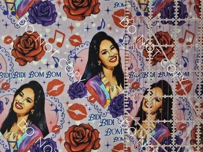 Custom 100% Cotton Woven Fabric Selena Singer Artist by the 1/4 Yard 9x56 - Image 1 of 2