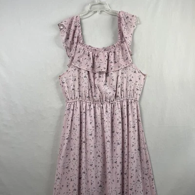 Maxi Vestido Z Avenue Lechera Mujer 3X Rosa Floral En Niveles Ditsy Cottage Core Foto 1 de 4