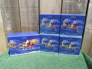 Brand New Hallmark Santa's Midnight Ride Sleigh Reindeer Complete Ornament Set - Picture 1 of 6