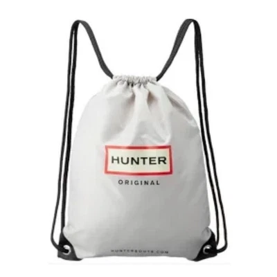 Hunter Original Drawstring Backpack Bag Gray Nylon Logo Messenger - Image 1 of 4