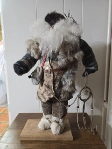 Rustic Vintage Jana Southwick Santa 1994 Real Fur 19" Xmas Figurine #2790 Signed - Picture 1 of 11