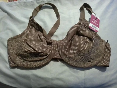 Brown W/White Dots Olga "Luxury Lift" Underwire Bra *NEW* 38DD - Image 1 of 2