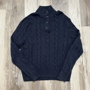 Vintage Polo Ralph Lauren Seide Kaschmir Zopfmuster Pullover Herren XL dunkelblau - Bild 1 von 6