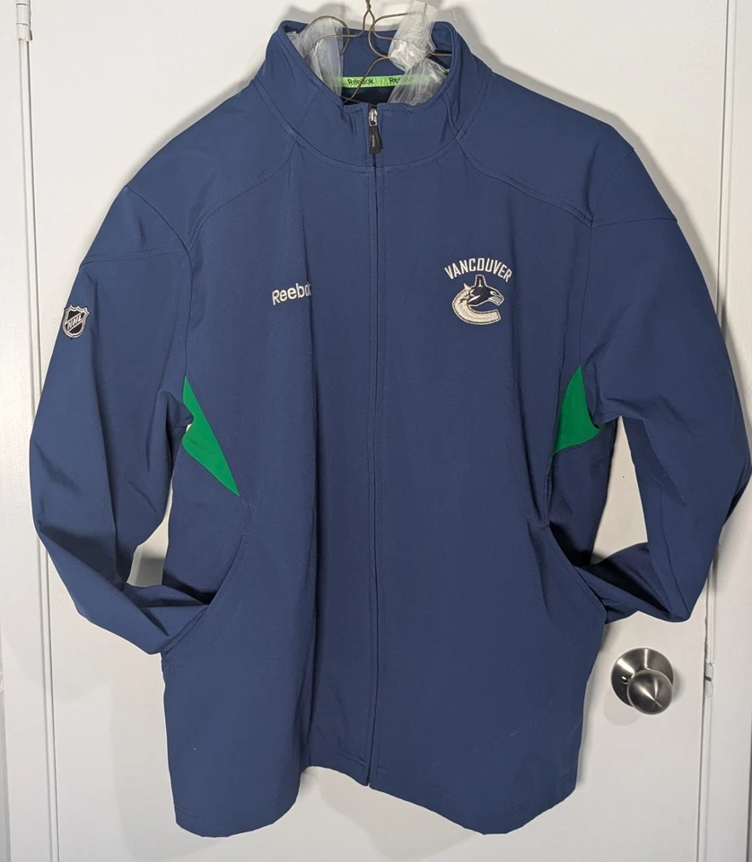 Vancouver Canucks Hockey NHL Reebok Full Zip Jacket XL Blue And Green - Image 1 of 4