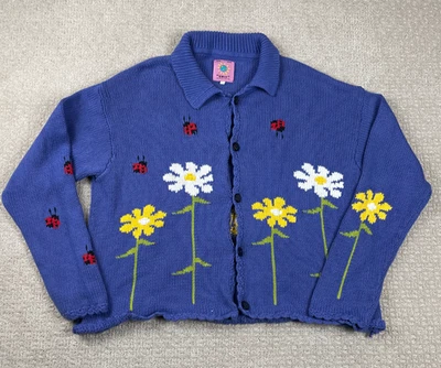 UNIF Suéter Mujer Grande Violeta Flor Ladybug Tejido Cárdigan Botón Púrpura Foto 1 de 4