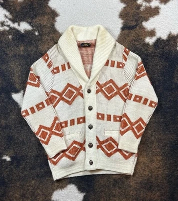Cárdigan Vintage Alps Knitmeister Botón Blanco Naranja Western @NN Foto 1 de 4