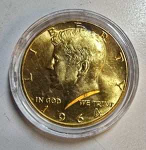 1964 kennedy gold plated silver half dollar UC see photos ready to ship #739 - Picture 1 of 2