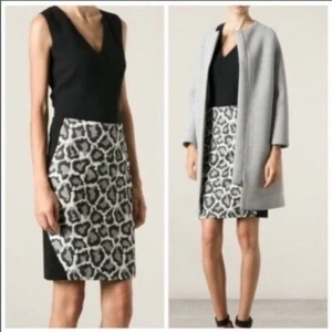 Diane Von Furstenberg Emma Leopard Pencil Skirt Size 2 B48 - Picture 1 of 7
