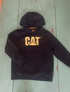 CATERPILLAR Kids Pullover Hoodie With CAT  Logo Sweatshirt BLACK M 10/12 - Picture 1 of 6