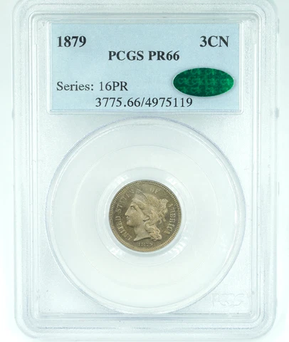 1879 PCGS & CAC Three Cent Nickel 3CN Cover