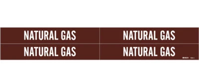 4 NATURAL GAS Pipe Warning Marker Brown ADHESIVE STICKERS 7"x1 1/8" BRADY 109475 - Image 1 of 3