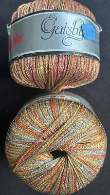 Lori F 2 50g Skeins Of Katia Gatsby Lux 77% Viscose Blend Yarn Color 3801 & 3800 - Image 1 of 4