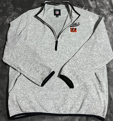 Cincinnati Bengals 1/4 Zip Fleece Sweatshirt Jacket Men X Large Polyester NFL Cover