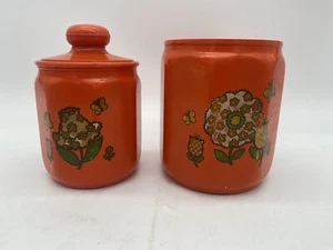 Kromex Aluminum Nesting Canister 2 Vintage MCM Replacements Orange Canisters - Picture 1 of 18