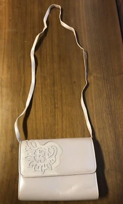 BALLY Auténtico Bolso Bandolera de Cuero con Solapa Marfil Rosa De Colección Foto 1 de 4